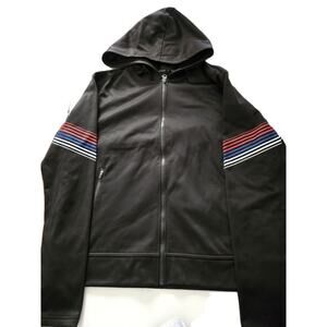 Sports Illustrated Black Full Zip Hooded Jacket Athletic Track Jacket Size L